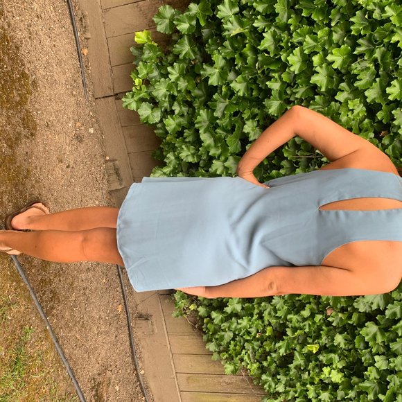 Olivaceous Light Blue High Neck Shift Dress - Picture 2 of 2